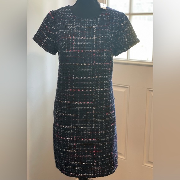 Brand new with tags LOFT Navy and Pink tweed Dress - Picture 5 of 9
